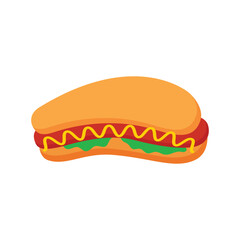 Simple hotdog flat vector illustration on a white background