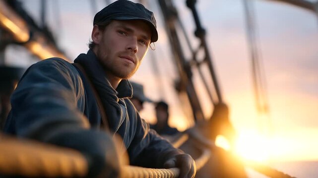 Bosun directing deckhands while maintaining ropes rigging and safety lines highlights organizational skills seamanship practical experience and the essential hands on work tha