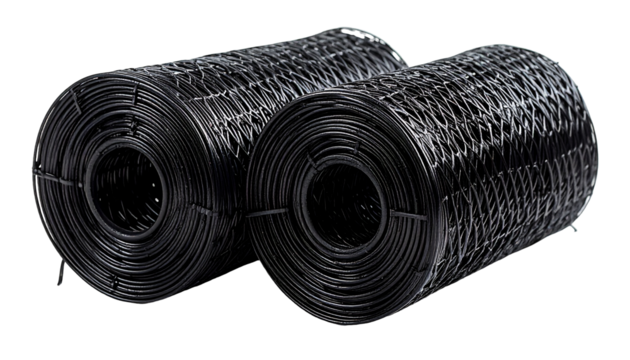 Two rolls of black wire mesh