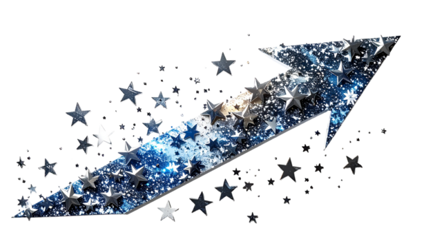 Upward arrow graphic with stars - Powered by Adobe