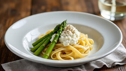 Delicious pasta with pesto sauce on a plate