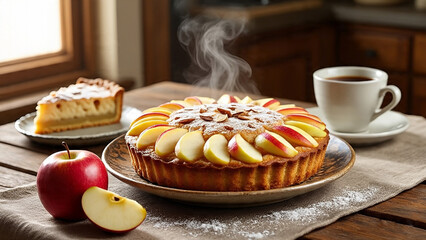 Delicious baked dessert cake pastry on a plate