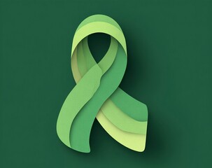 Dynamic green ribbon for men, symbolizing support, awareness, and solidarity with a modern, elegant design, perfect for various commercial applications