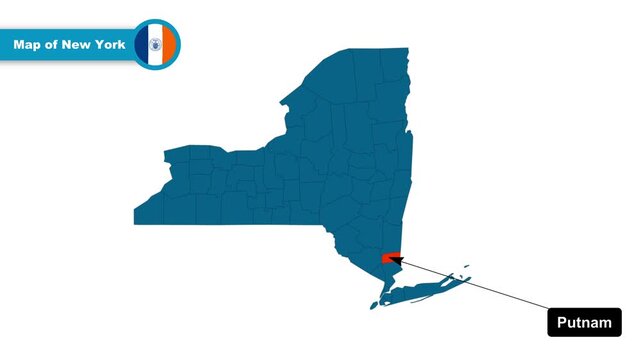 Putnam Map Video, New York map, Political Map of New York, New York USA, with all states, national flag and borders, travel, education, geography, and global studies.