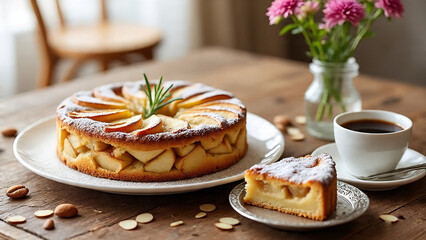 Delicious baked dessert cake pastry on a plate