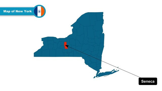 Seneca Map Video, New York map, Political Map of New York, New York USA, with all states, national flag and borders, travel, education, geography, and global studies.