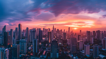 Fototapeta premium Building in modern city at twilight.