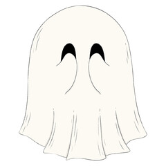 Cute Halloween Ghost Covering Eyes drawing isolated on transparent background