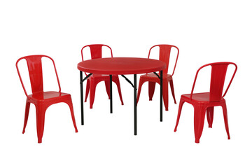 red chairs and table