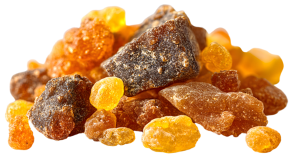 Frankincense Resin Isolated on White Background - Aromatic Herbal Ingredient Concept