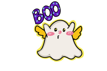 A cute little ghost in boo mode