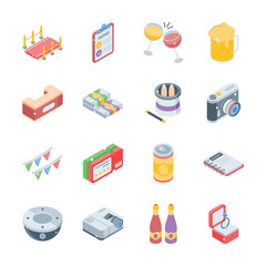 Grab this handy collection showing event planning isometric style icons