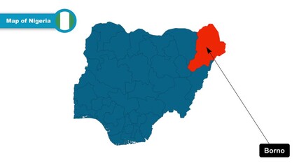 Borno Map Video, Nigeria map, Political Map of Nigeria, with all states, national flag and borders, travel, education, geography, and global studies.