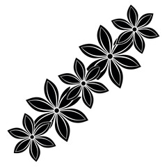 Black Colour flower garland Vector Illustration, Solid White Background (2).eps