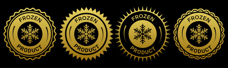 Frozen Product Seal Design Collection Gold Snowflake Logo Emblem