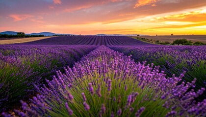Firefly - Lavender Fields under Sunset's Warm Glow