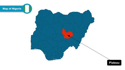 Plateau Map Video, Nigeria map, Political Map of Nigeria, with all states, national flag and borders, travel, education, geography, and global studies.
