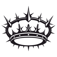 Solid Black Crown of Thorns Silhouette on White Background (2).eps