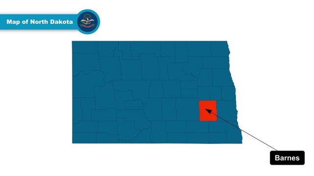 Barnes Map Video, North Dakota map, Political Map of North Dakota, North Dakota United States, with all states, national flag and borders, travel, education, geography, and global studies.