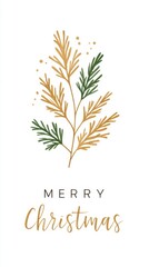 A Festive and Elegant Design Featuring Christmas Greetings with Seasonal Foliage in Gold and Green Tones for Holiday Celebrations and Greetings.