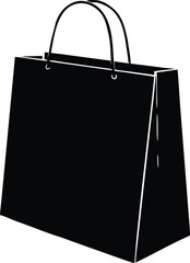 shopping bag vector, retail carrier silhouette
