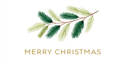 Festive Christmas Greeting Featuring a Beautifully Illustrated Green Sprig with the Message 'Merry Christmas' for Seasonal Cheer and Celebration