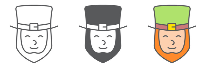 Leprechaun icon, st patrick s day and holiday, irish sign, vector graphics, a linear pattern on a white background, editable stroke.