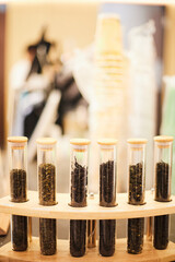 Tea leaves placed in the test tube