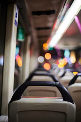 Seat handle on a double decker bus