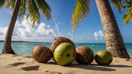 coconuts on a palm tree