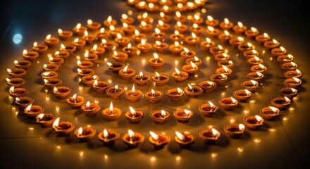 Diwali Lights: Spiral of Clay Lamps Celebrating Festival of Lights