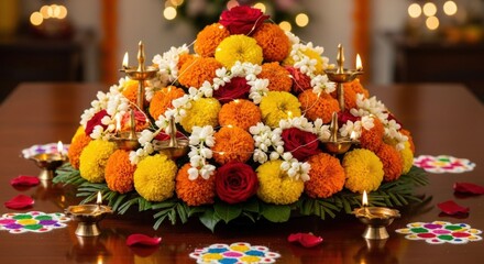Festive Flower Arrangement for Indian Celebrations
