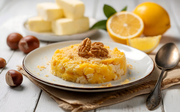 Barriga de freira (Portuguese: barriga de freira) is a Portuguese dessert made from egg yolks. The base of the dessert is egg yolks, which are combined with bread crumbs, sugar, butter, lemon zest, an