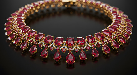 Magnificent Gold and Ruby Gemstone Choker Necklace