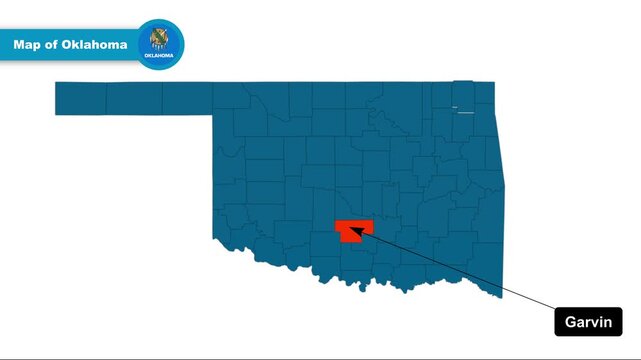 Garvin Map Video, Oklahoma map, Political Map of Oklahoma, Oklahoma United States,with all states, national flag and borders, travel, education, geography, and global studies.