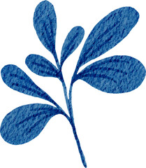 Blue leaf watercolor illustration