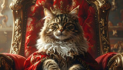 Regal cat on throne