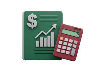 Isolated financial document alongside a calculator showing zero balance at equilibrium