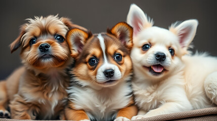 Adorable small pets together posing.