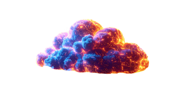 A vibrant, pixelated cloud explosion