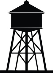water tower vector, tank structure silhouette
