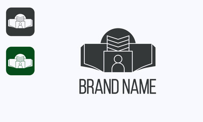 Military academy education vector logo template and icon element. Black isolated, simple elegant, easy editable