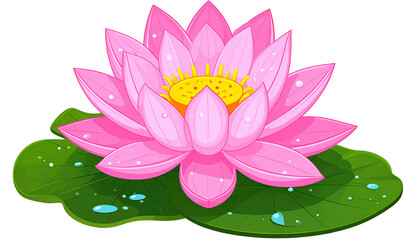 Pink lotus flower on a leaf