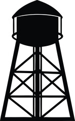 water tower vector, tank structure silhouette
