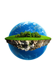 Floating island Earth graphic