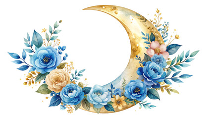 Floral crescent moon design