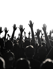Silhouette of a cheering crowd