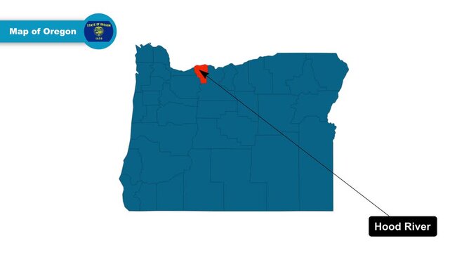 Hood River Map Video, Oregon map, Political Map of Oregon, Oregon United States, with all states, national flag and borders, travel, education, geography, and global studies.