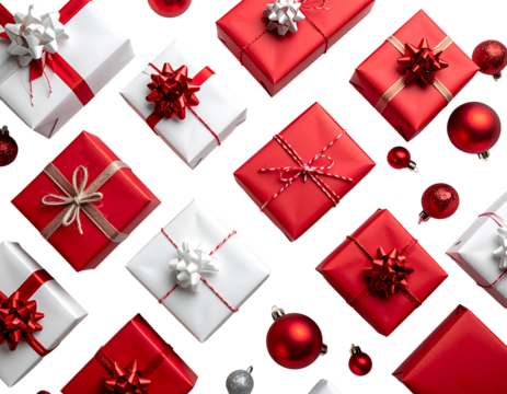 Christmas gifts in red and white