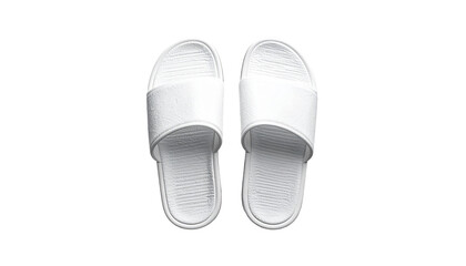 Top-down view of white flip-flops